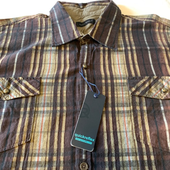 Quick Reflex Brown Plaid Mens Dress Shirt 3XT - Picture 5 of 13